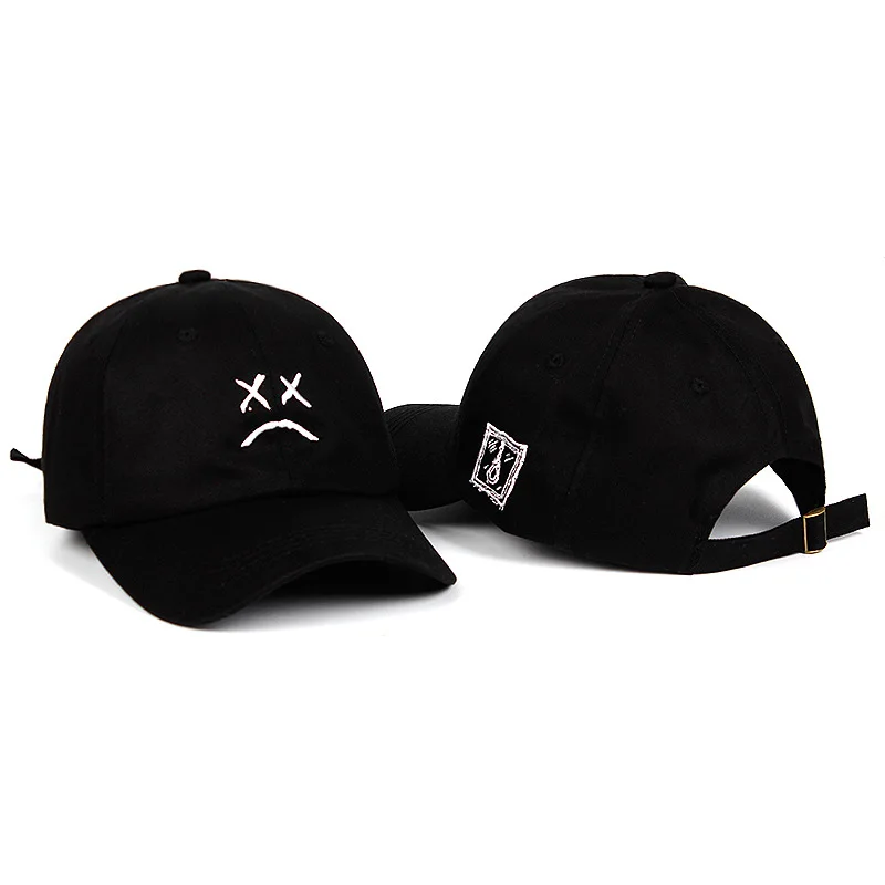 Fashion Lil Peep Baseball Caps Sad Face Pattern Dad Hat Hip Hop Cap Golf Women Men Embroidery Cotton Snapback Cap Sun Protection