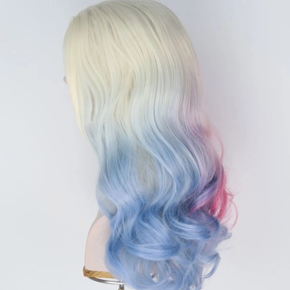 Miss U Hair Long Curly Blue Pink Blond Color Middle Parting Halloween Cosplay Movie Women Wig