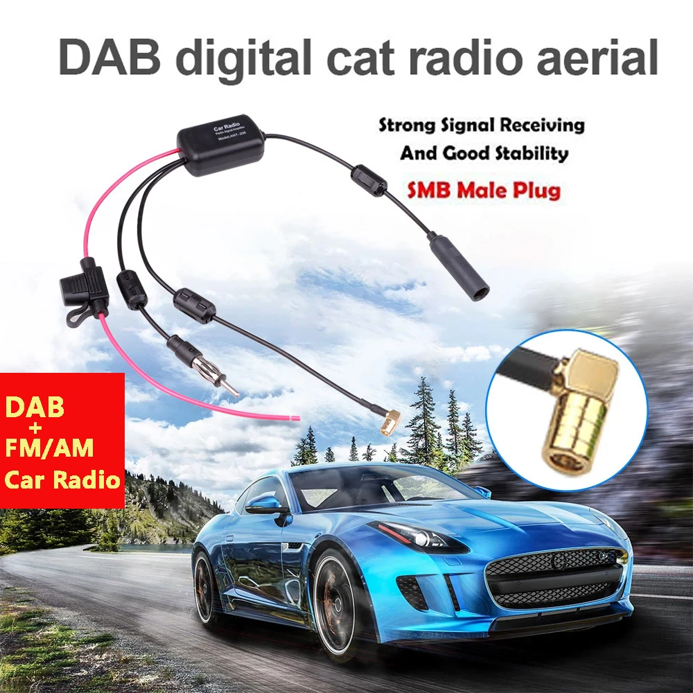 DAB + FM Auto Stereo Antenne Antenne Splitter Kabel Adapter 12V Radio Signal Verstärker Antenne Signal Booster FM/AM Auto Zubehör – Detail 1