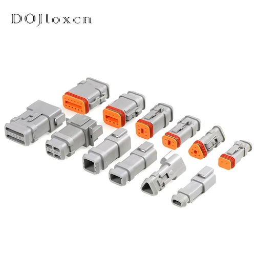 Imagen 1 del producto Conector gris Deutsch de 2/3/4/6/8/12 pines, enchufe de cubierta trasera alta impermeable para vehículo de ingeniería 22-16AWG DT06-2S-E008