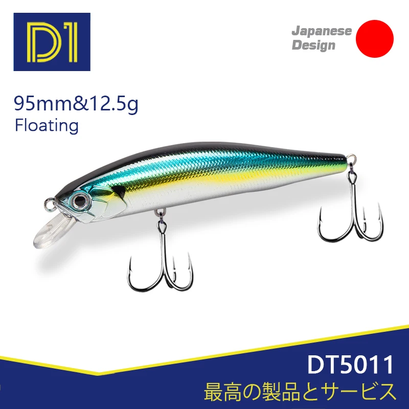 D1 Floating Minnow 95mm/12.5g Wobblers Seawater Jerkbait Hard Bait Fishing Tackle 2020 for Pike Bass Pesca Set