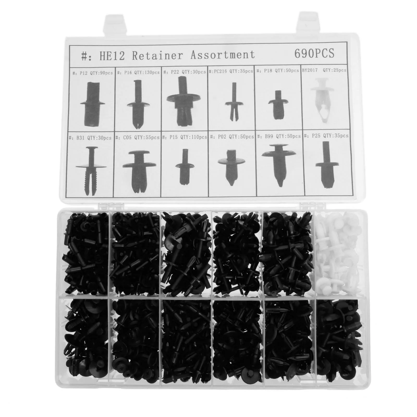 690pcs 12 Sizes Plastic Rivets Car Automotive Push Pin Rivet Trim Clip Panel Body Interior Assortment kit for Toyota Accessories