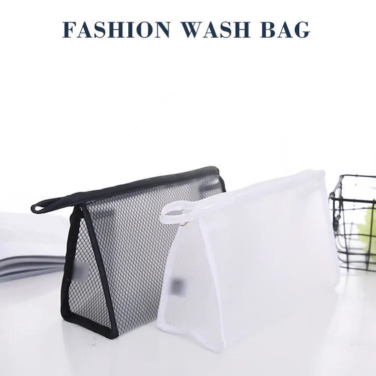 New Fashion Storage Organizer Bags Mesh Waterproof Portable Cosmetic Bags for Out Door Travel Organizer Black / White -30