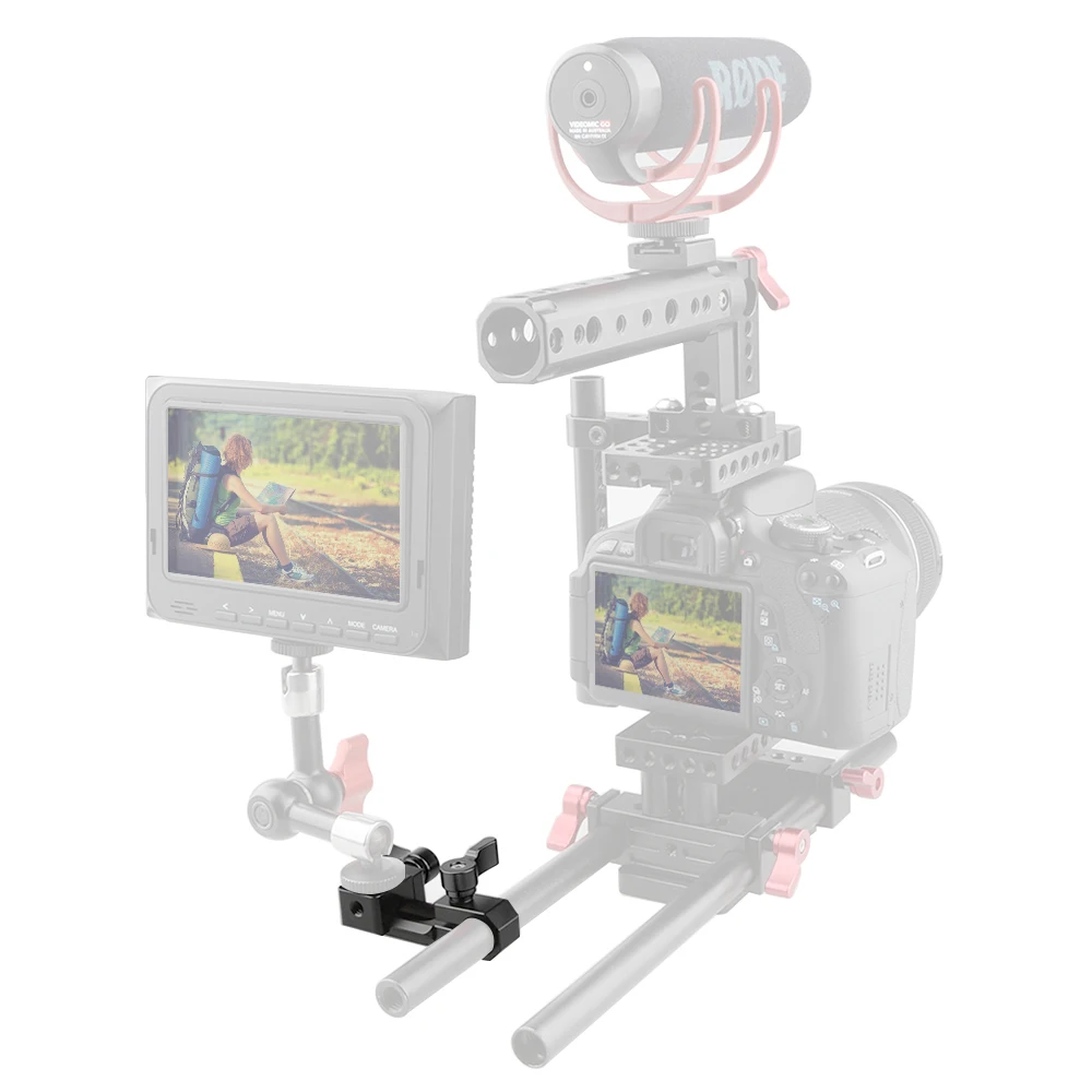 CAMVATE penjepit batang 15mm tunggal dengan rel pengaman NATO penjepit NATO untuk dudukan mikrofon perekam Audio cahaya Monitor Rig Cage