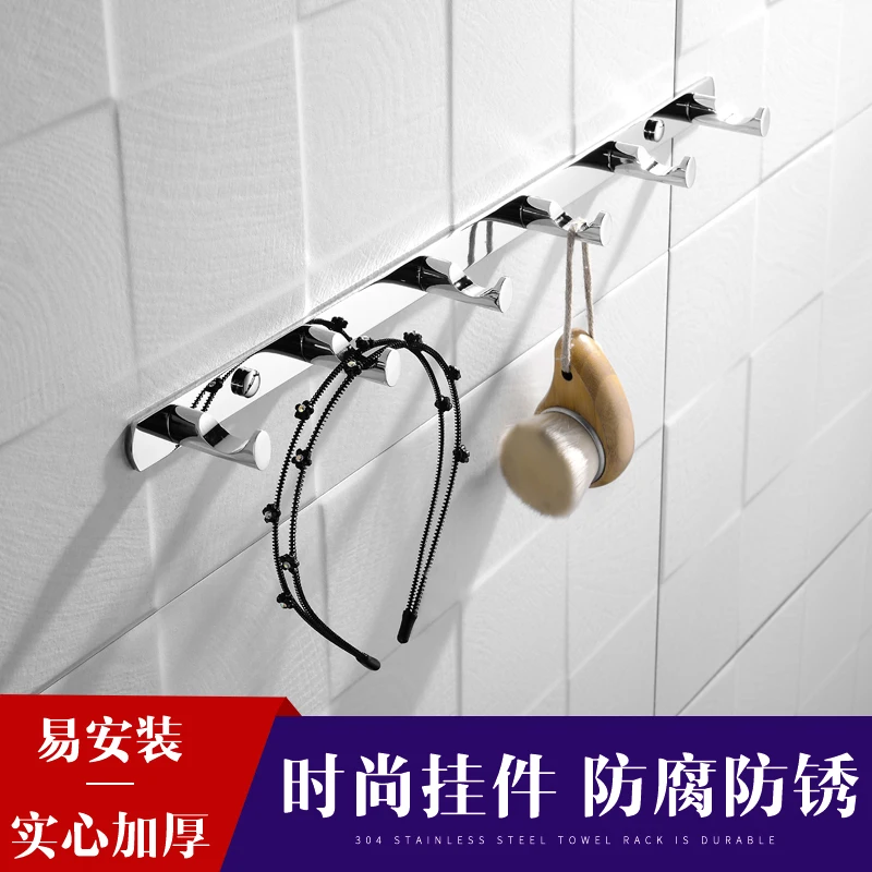 Stainless Steel Hooks Bathroom Accessories Heavy Duty Towel Coat Holder Wall Mount Clothes Hanger Round Robe Hook 6 Hooks