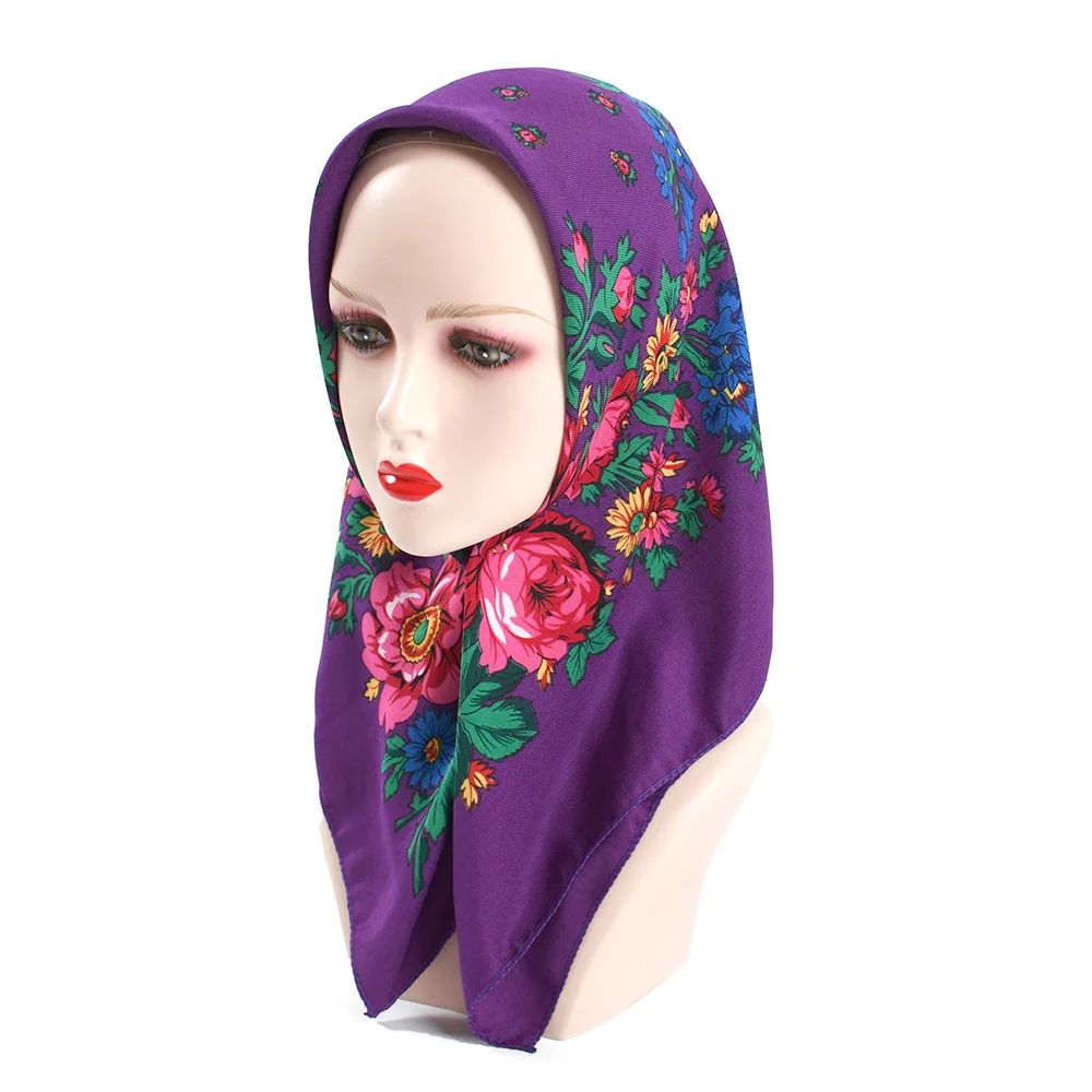 Hijab Sets Headscarf for Women National Printed Small Scarf Shawl Luxury Female Floral Bandana Ladies Kerchief Wraps Square 70cm