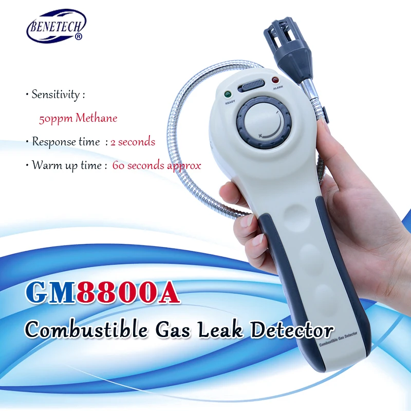 GM8800A Combustible Gas Detector Flammable Gas Leak Detector Alarm Air Quality Monitor Natural Methane Gas Analyzer Tester