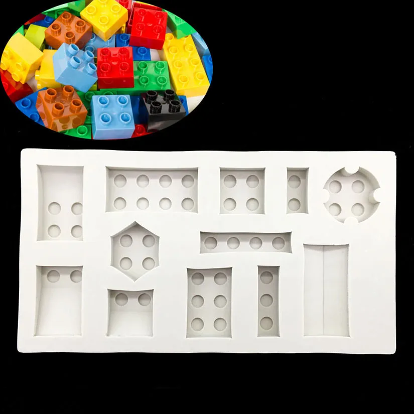 Building Blocks Shapes Silicone Sugarcraft Mould, Fondant Cake Decorating Tools Bakeware