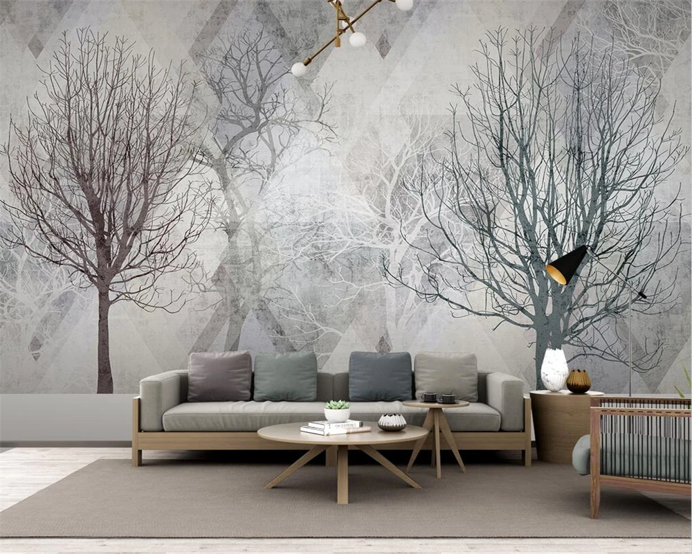 beibehang papel de parede Customized modern new living room abstract woods 3D corridor TV background wallpaper papier peint