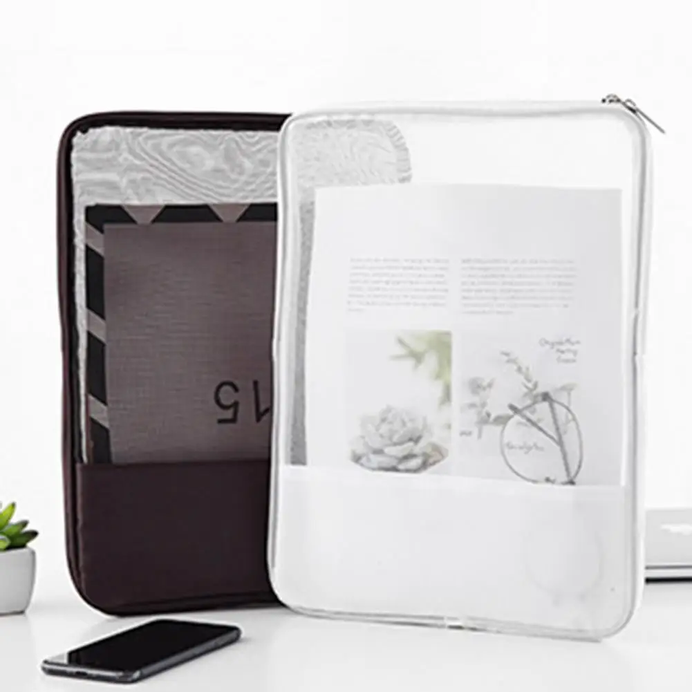 서류 가방 반투명 A4 지퍼 컴팩트 디자인 학생 케이스 종이 검사 나일론 가방, 사무실 학교 폴더