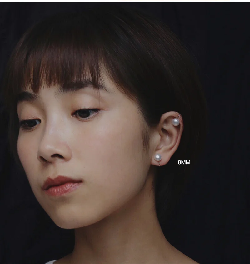 GRACE JUN 8MM Freshwater Pearl Clip on Earrings No Pierced Women Party Wedding Fashion Luxury Ear Cuff Earrings Not Allergenic