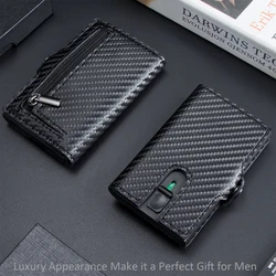 Minimalist Carbon Fiber Slim Wallet  Anti Rfid Credit Card Holders Case Men Leather Business Bank Cardholder