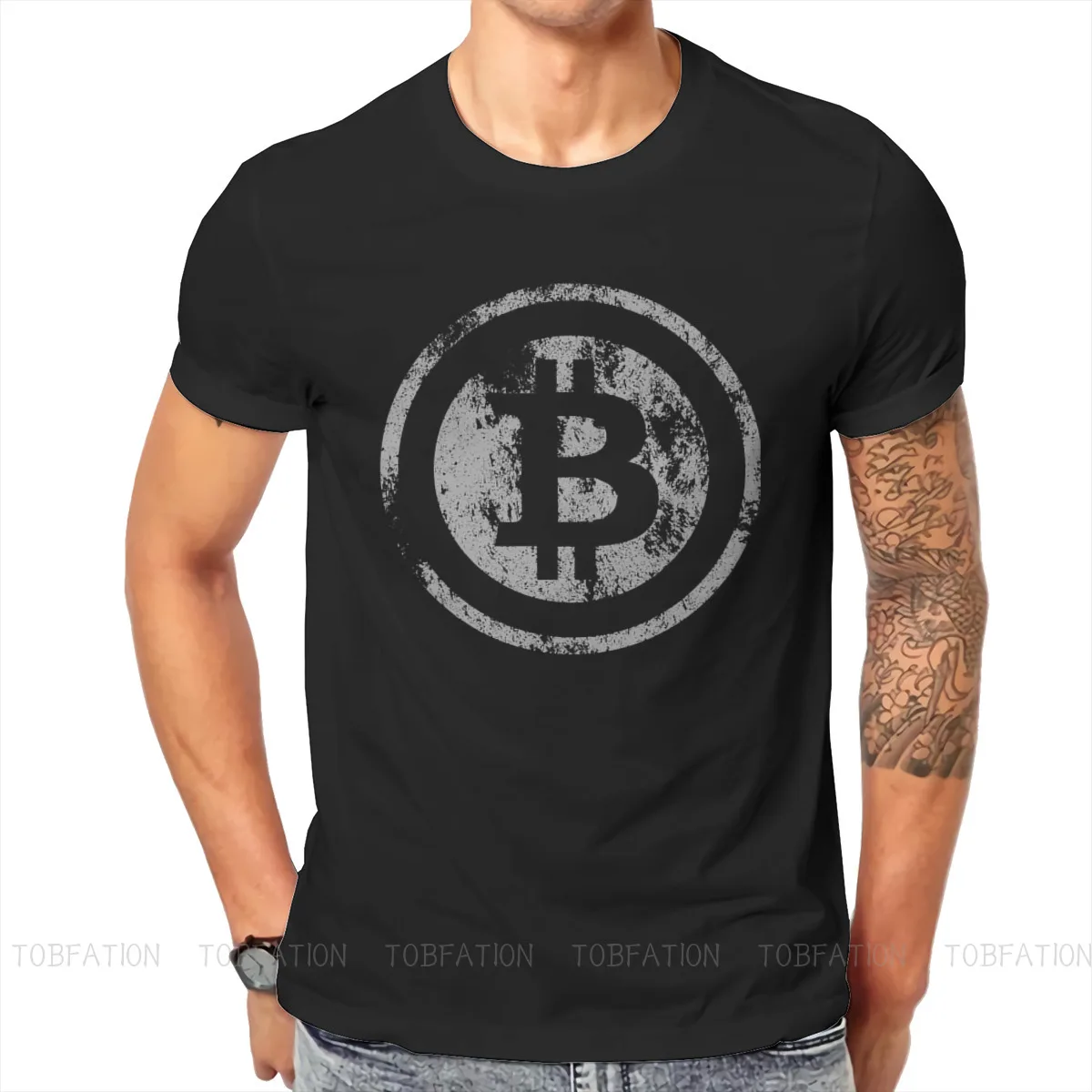 Vintage Casual TShirt Bitcoin BTC XBT Blockchain Printing Streetwear Casual T Shirt Men Short Sleeve Gift Clothes