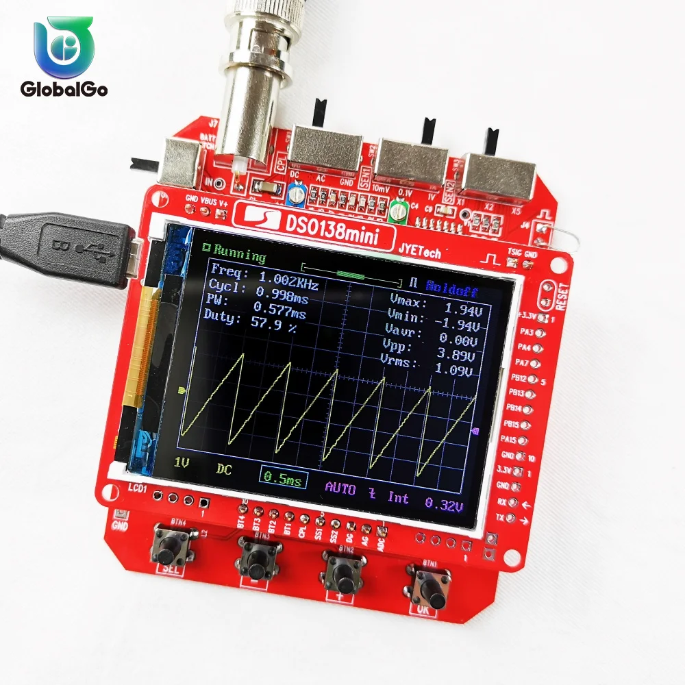 Mini Handheld Digital Oscilloscope DIY ชุดแขน Cortex-M3 12บิต TFT Oscilloscope 10:1 Probe ทดสอบคลิป Dropship ขายส่ง
