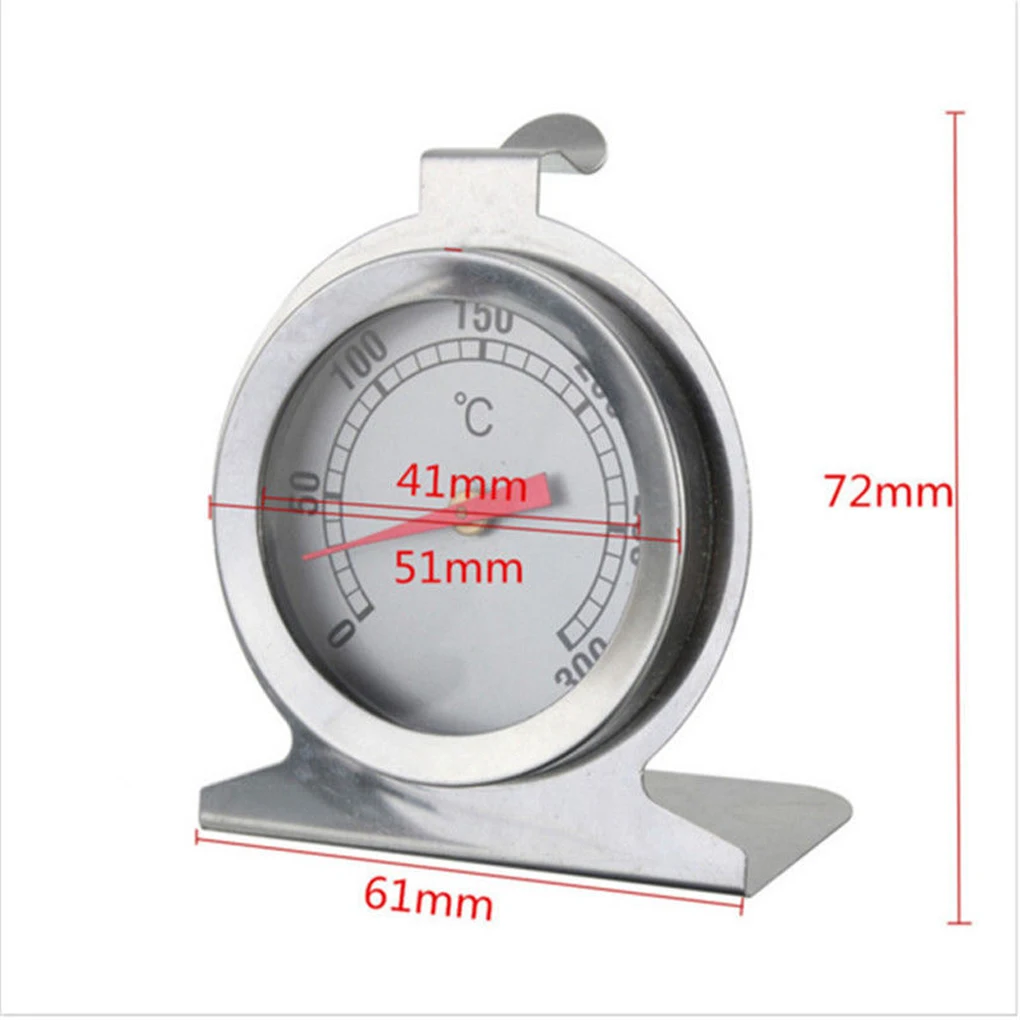 Oven Thermometer Stainless Steel Kitchen Bread Cooking Temperature Gauge Glass Dial Outdoor Barbecue Chef Measurement