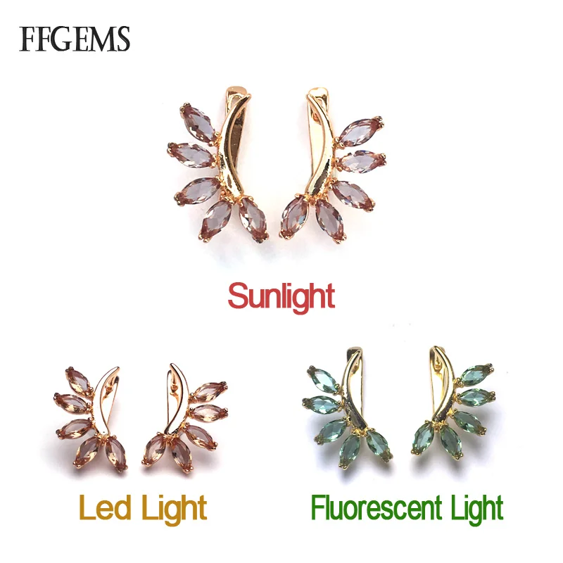 

Серьги FFGems с зултанитом, Настоящее серебро 925 пробы с камнем, изменение цвета, Розовая позолота, Изящные Ювелирные изделия для женщин, подарок на свадьбу