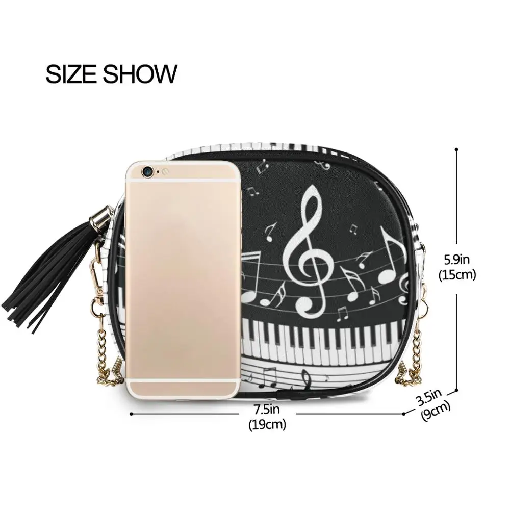 ALAZA Leather Crossbody Bags For Women Chain Messenger Shoulder Bag Music Note Piano Ladies Purses and Handbags Cross Body 2020