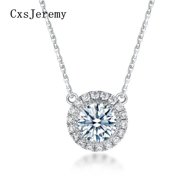 

CxsJeremy 1.0ct 6.5mm Round 10K 14K 585 White Gold Moissanite Elegant Wedding Pendant Necklace for Women Anniversary Gift