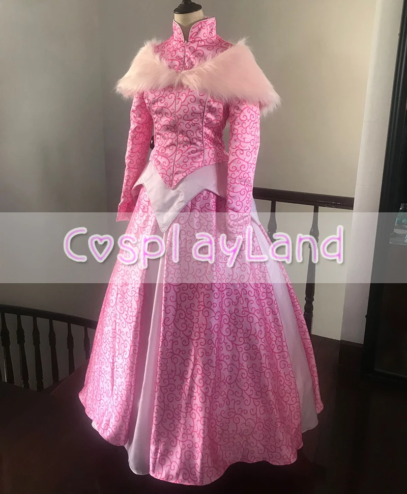 Princess Dress Cosplay Costume Halloween Costumes Pink Women Winter Dress Ball Gown with Petticoat Lace Up Long Sleeve Jacket