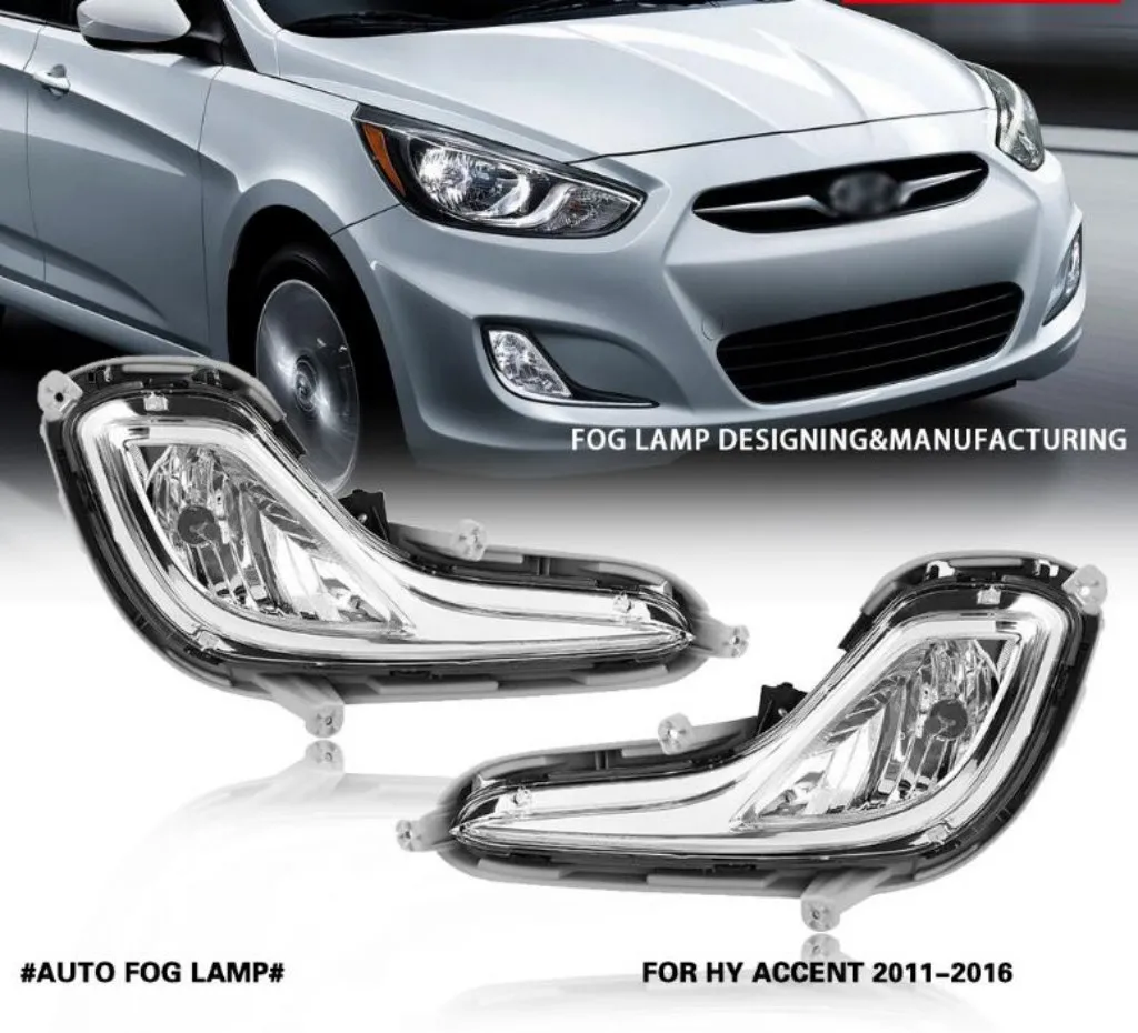 JanDeNing Автомобильные противотуманные фары для Hyundai ACCENT/VERNA/SOLARIS 2011-2014 Прозрачная галогеновая лампа, передние противотуманные фары, комплект фар для бампера