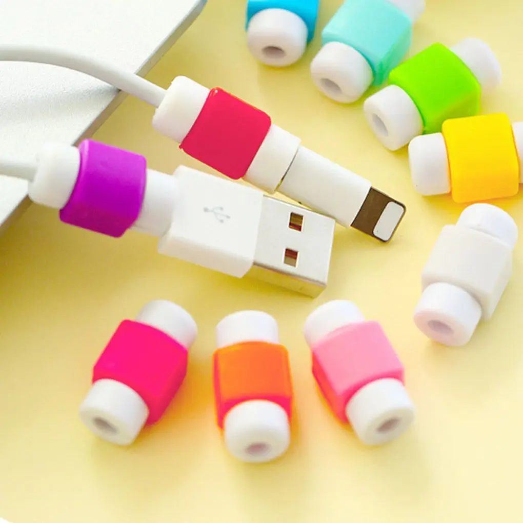 10pcs USB Data Cable Protective Anti Break Cover Sleeve Compatible for iPhone Charging Cable Color Random