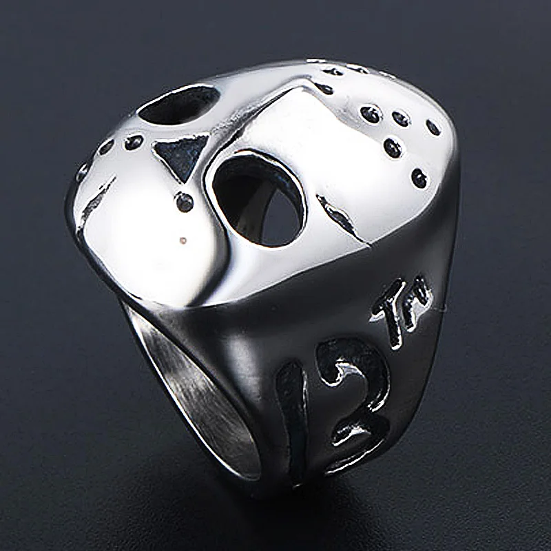 Newest Black Friday Killer Jason Mask Ring Men\'s Stainless Steel Punk Ring Male Hip Hop Biker Jewelry Creativity Gift Wholesale