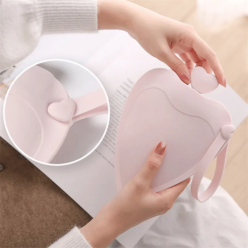 Heart Silicone Hot Water Bottle Rubber Warm Hand Bag Cute Girls Belly Feet Hand Warmer Explosion-proof Portable Hot Water Bags