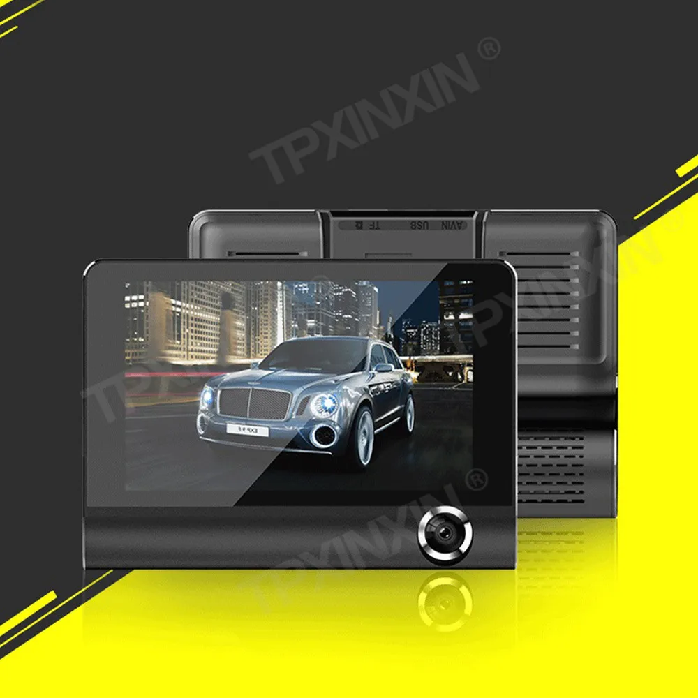 

4-inch three-record high-definition night vision driving recorder, 3-lens reversing image driving recorder inside and outside