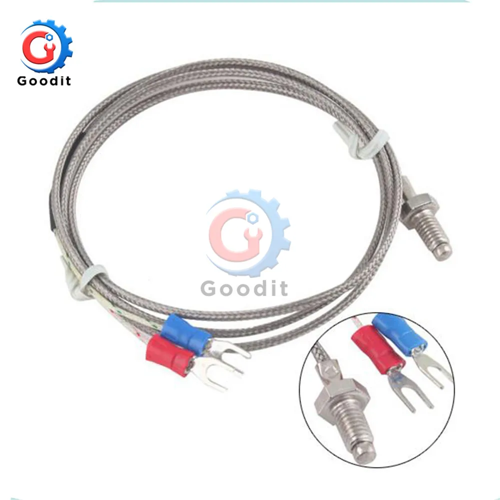 1M 3.3ft K Type Thermocouple Control Temperature Sensor 0-800C 6mm Thread Thermometer Temperature Probe Cable Controller
