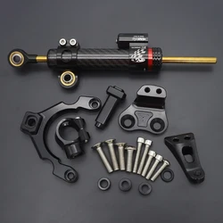 Fiber Carbon Steering Damper Stabilizer Motorcycle For Kawasaki Z900 Z 900 Dampers Mount Bracket Support Kit 2023-2017