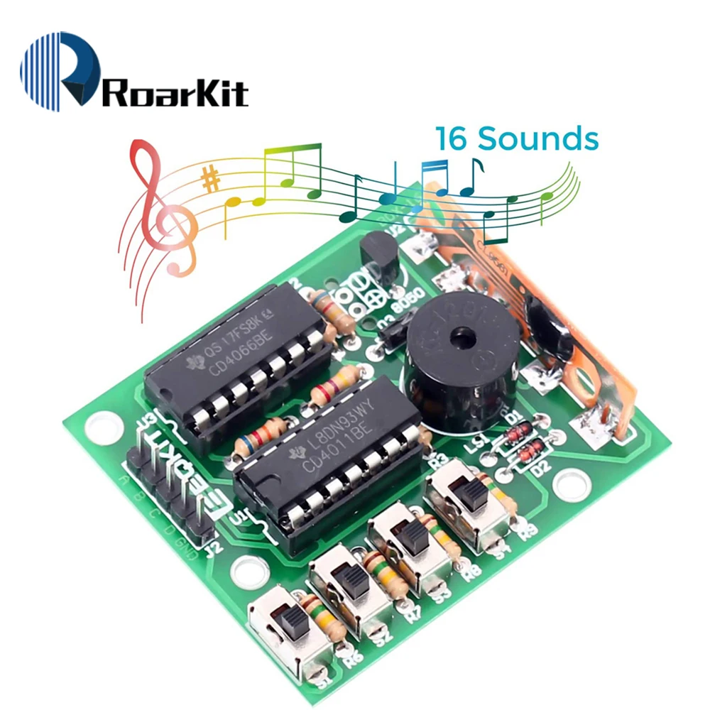 16 Music Sound Box BOX-16 Board 16-Tone Electronic Module DIY Kit Parts Components Soldering Practice Learning Kits for Arduino