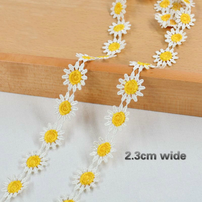 2.3cm Wide Exquisite Sunflower Flower Fine Lace Ribbon DIY Clothing Skirt Hat Wallet Sewing Accessories Pet Toy Clothes Trim