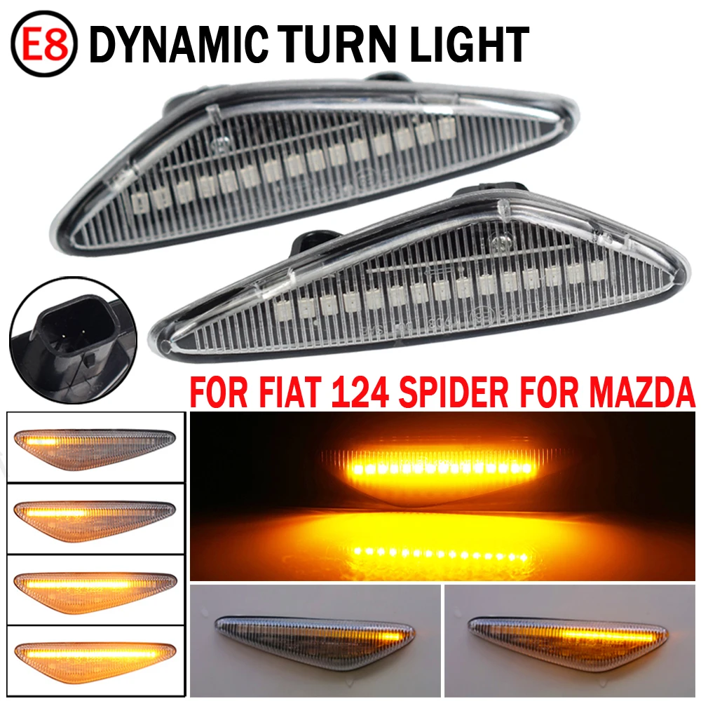 Flashing LED Dynamic Turn Signal Blinker Light For Mazda 5 CW 6 GH MX-5 ND RX-8 Car Side Marker Light For Fiat 124 Spider Abarth