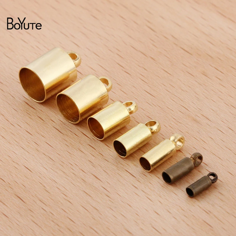 BoYuTe (200 Pieces/Lot) Inner 1-1.5-2-3-3.5-4-5-6MM Hole Tassel Caps Leather Cord End Clasp Connector DIY Jewelry Materials