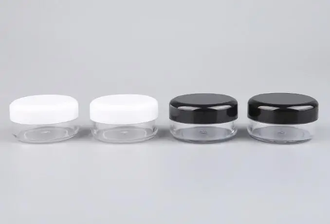 Lip Balm Containers 3G/3ML Clear Round Cosmetic Pot Jars with Black Clear White Screw Cap Lids And Small Tiny 3g Bottle