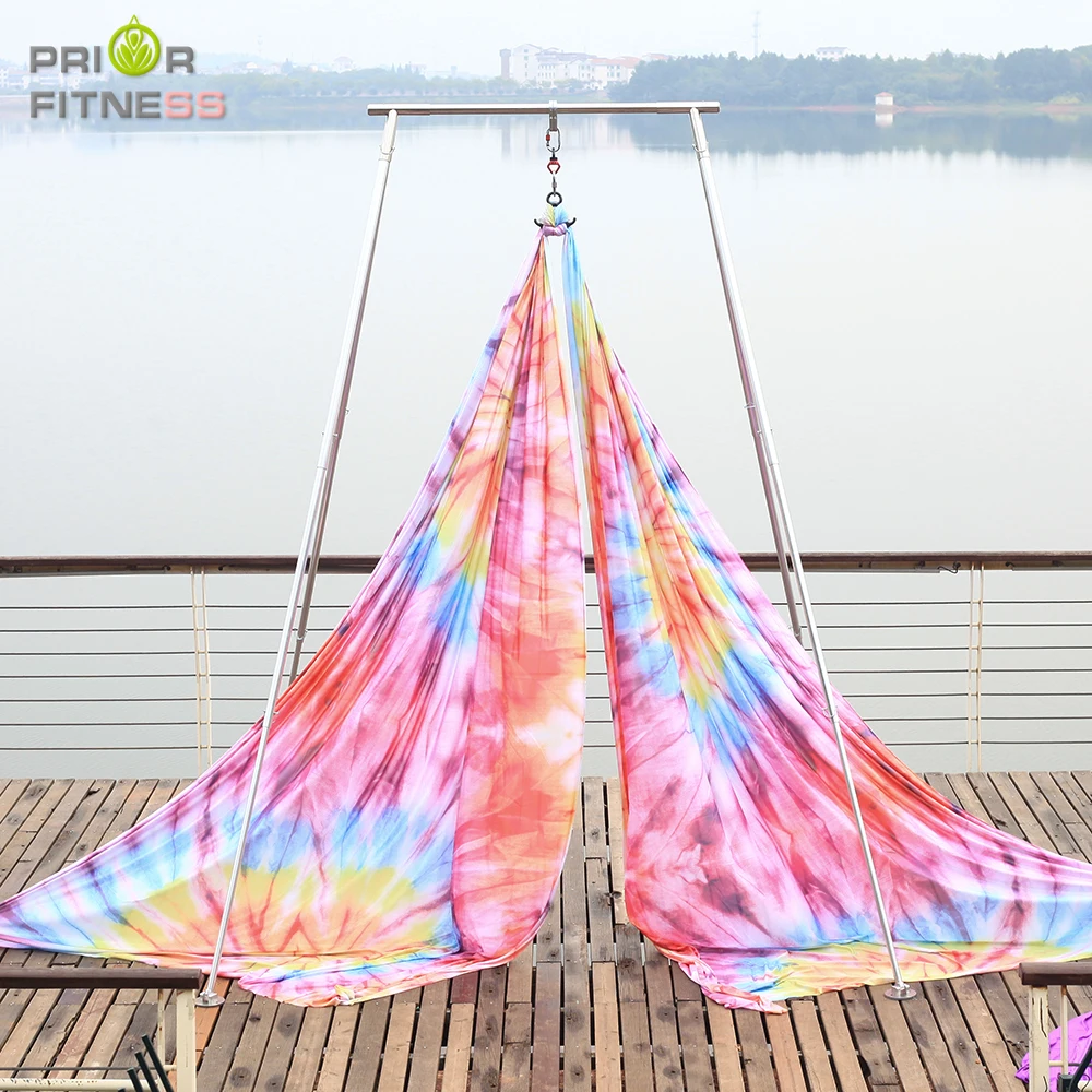 15Yards/13.7 Meters Aerial Silk Fabric Medium Stretch Gradient Colors Premium Aerial Nylon Tricot Silks, Full Hardware Kit