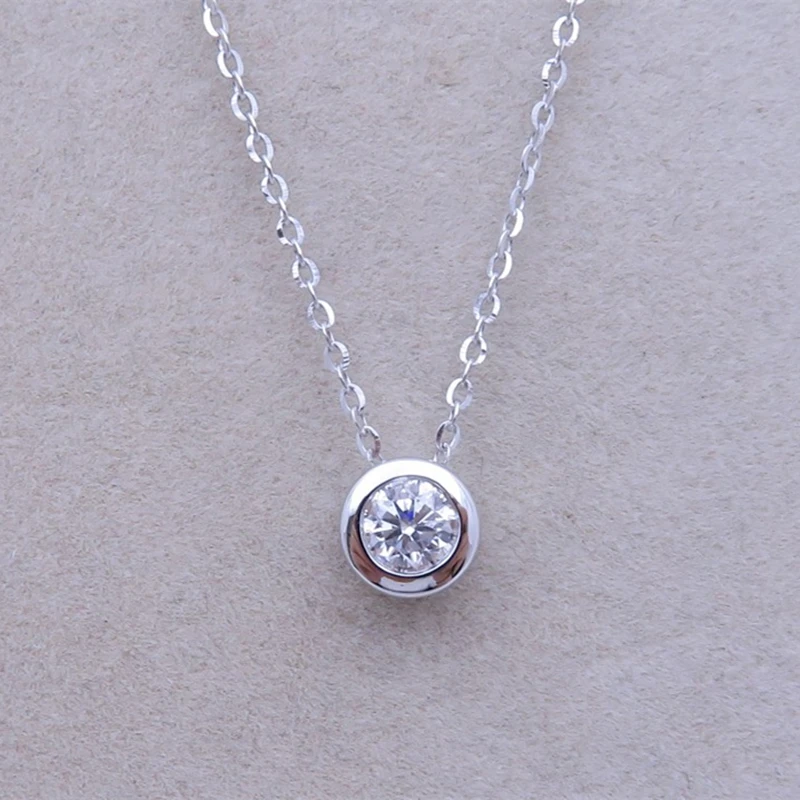 BLACK AWN Silver Color Necklace for Women Cute Round Necklaces Pendants Sterling Silver Jewelry K046