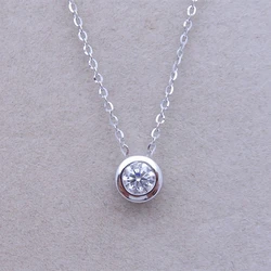 BLACK AWN Silver Color Necklace for Women Cute Round Necklaces Pendants Sterling Silver Jewelry K046