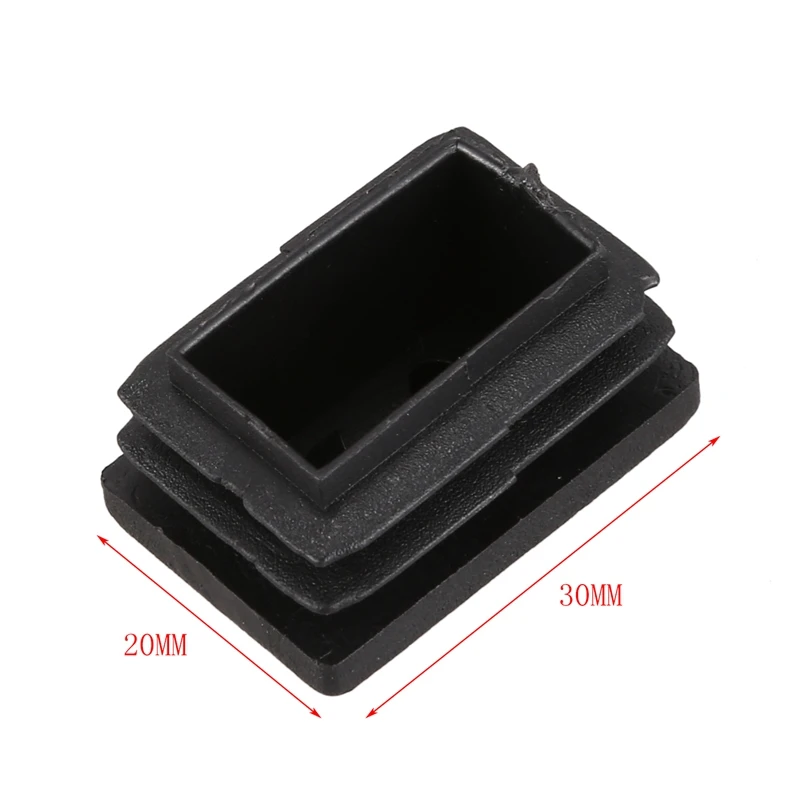 Hot 20 pcs Plastic Rectangular End Cap 30mm x 20mm Threaded Pipe Tube Insert Rubber feet