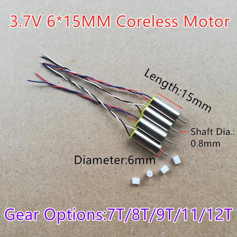 New Arrival 615 Coreless Motor 3.7V High Speed Quadcopter Motor 6*15mm R/C Aircraft Drone Shaft Dia 0.8mm 0.3M 7T 8T 11T 12T