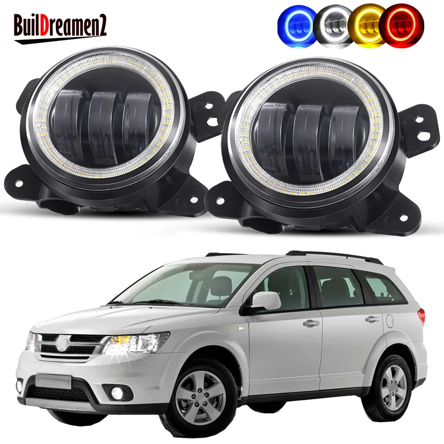 2 X Car Front Bumper Angel Eye Fog Light Assembly 30W LED Fog Daytime Lamp DRL 12V For Fiat Freemont 2011 2012 2013 2014 2015