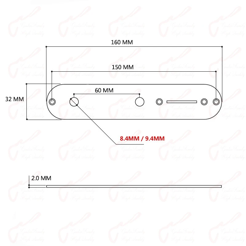 【Made in Korea】1 Piece GuitarFamily Electric Guitar Control Plate  8.4MM/9.4MM