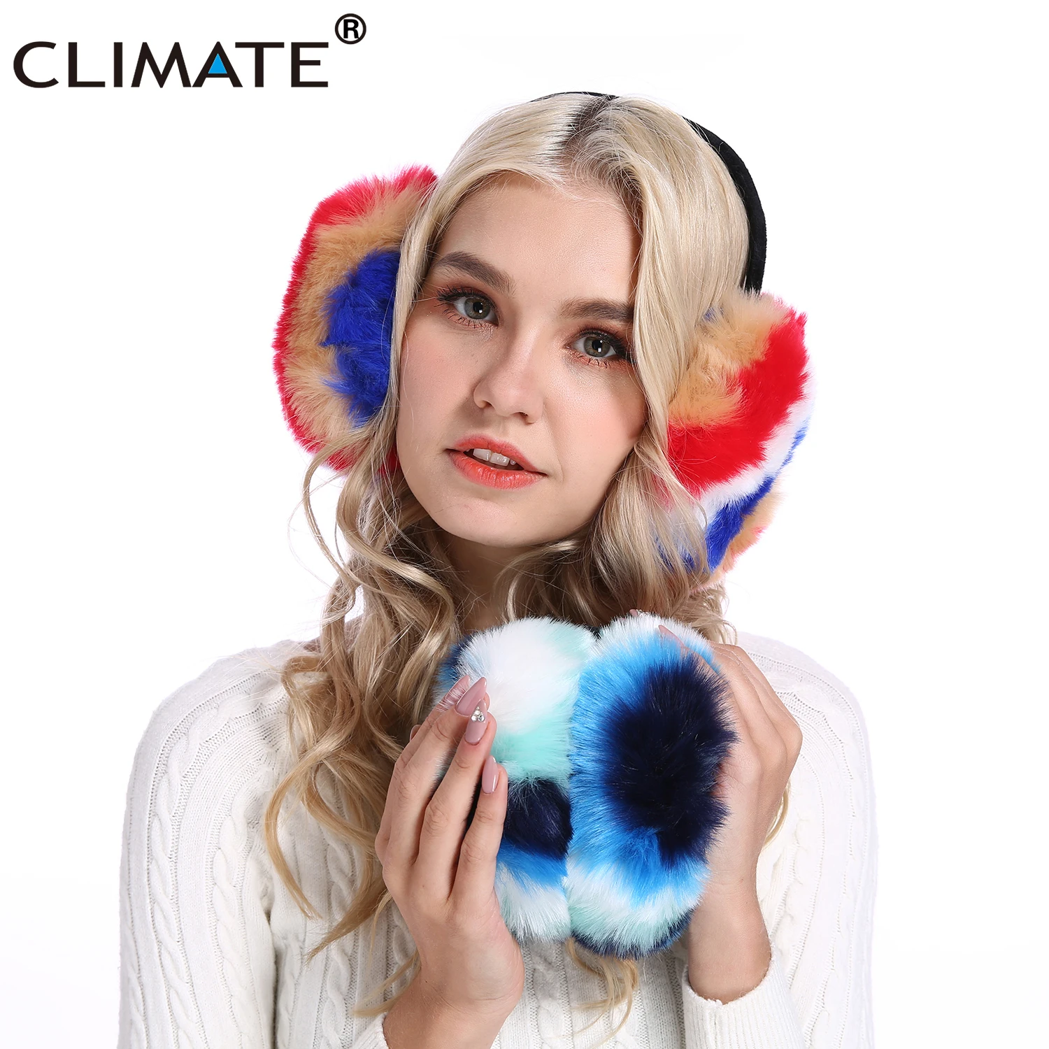 Clima feminino colorido earmuffs arco-íris dobrável orelha muff capa adorável dobrável orelha muffs para adolescente meninas