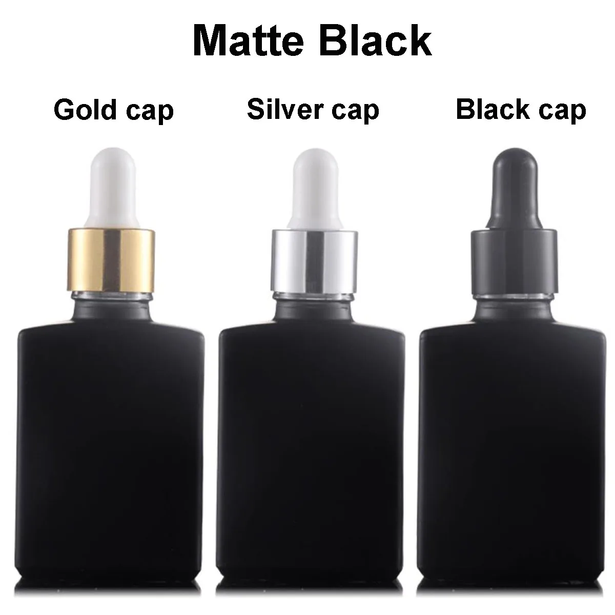 5X 10X 30ml botella de suero de aceites esenciales de vidrio negro transparente mate esmerilado plano con cuentagotas de vidrio pipeta cuentagotas