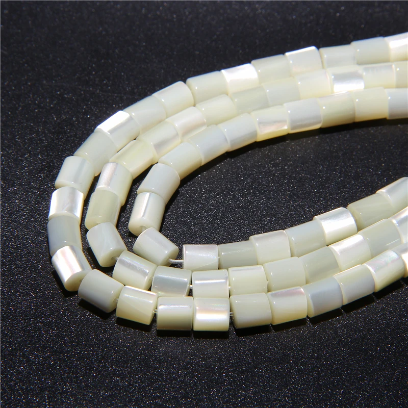 5*6mm White Natural Mother of Pearl Shell Beads Cylindrical Shape Pearl Shell Beads  Jewelry Making 15" Approx 39CM Per Strand image 5