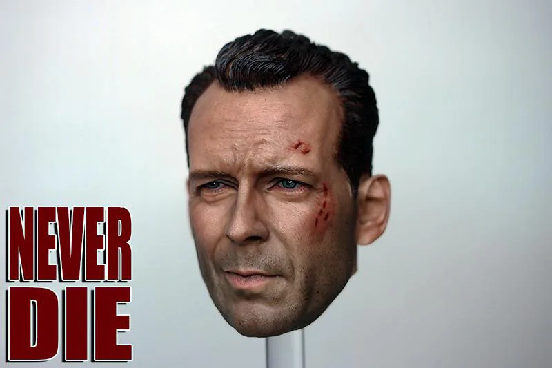 Bruce Willis im Maßstab 1/6 schnitzen verletzte männliche Kopf formung beschädigte Version passen 12 ''männliche Soldat Action figur Körper puppen – Detail 3
