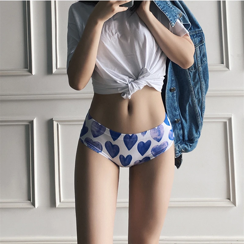 Romantic Valentine\'s Day Women Panties Rose Love Letter Printed Girls Lingerie Elastic waistband Breifs Seamless Lady Underpants