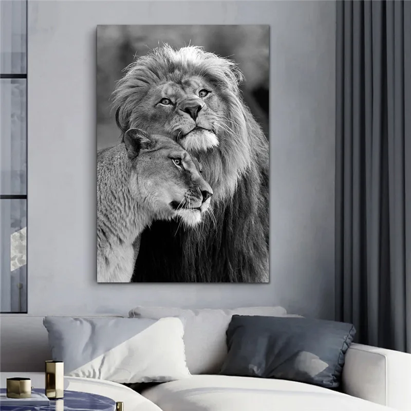 A Couple Lion Canvas Paintings On The Wall Posters And Prints Modern Animals Wall Art Canvas Pictures Bedroom Decor Dropshipping