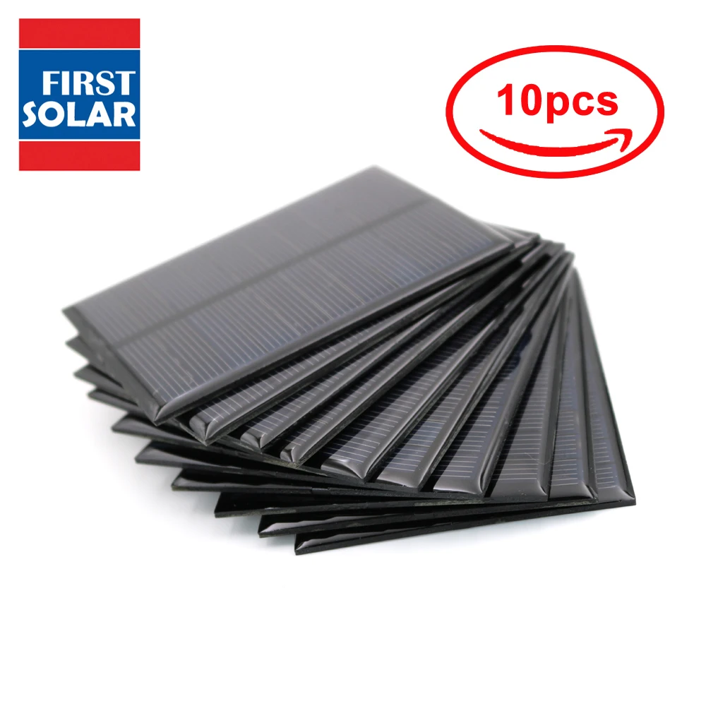 10 PCS 5V 200mA 1Watt 1W Solar Panel Standard Epoxy Polycrystalline Silicon DIY Battery Power Charge Module Mini Solar Cell toy