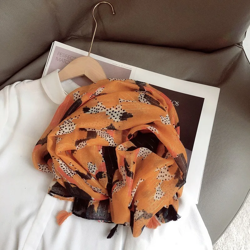 2021 Newest Polka Print Tassel Lurex Scarf Shawls Spring Beach Purl Wrap Head Hijab Scarves